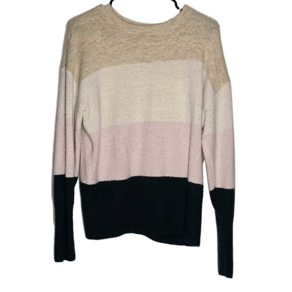 H&M Sweaters - H&M Women's Colorblock Sweater US M Cream Blush Black Soft Knit